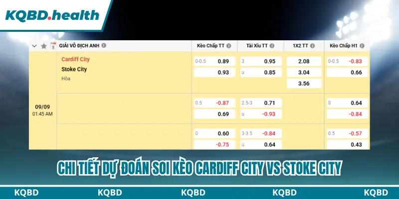 Thông tin bảng kèo dự đoán Cardiff City vs Stoke City 
